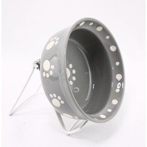 1 Pet Bowls Signature Paws  5” White-Gray Bowl New